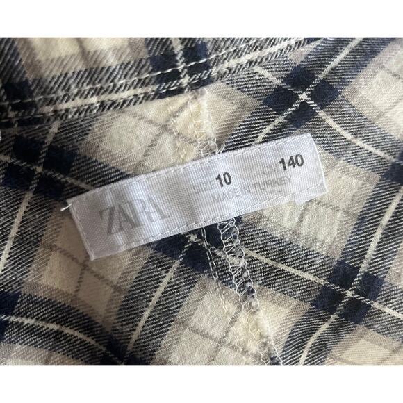 Zara Girls Plaid Long Sleeved Button Up Shirt - Picture 4 of 7